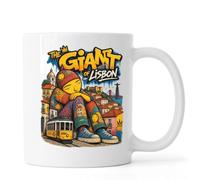 Tasse à thé ou café en céramique colorée assise à Lisbonne Blanc