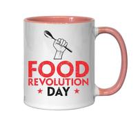 Tasse à thé ou café en céramique graphique Food Revolution Day Fist Rose