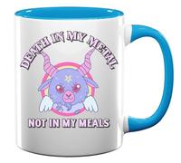 Tasse à thé ou café en céramique Motif ange de la mort dans mon métal Not in My Meals Bleu clair