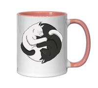 Tasse à thé ou café en céramique Motif chaton Yin et Yang Rose