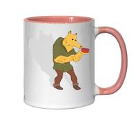 Tasse à thé ou café en céramique Motif créature jaune tenant quelque chose Rose