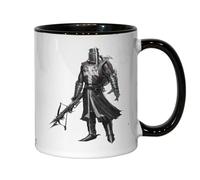 Tasse à thé ou café en céramique Motif croisé du Moyen Âge Noir
