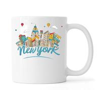 Tasse à thé ou café en céramique Motif horizon de New York Blanc