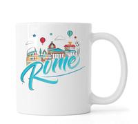 Tasse à thé ou café en céramique Motif horizon de Rome Blanc