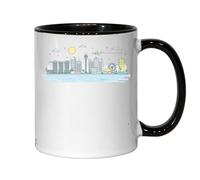 Tasse à thé ou café en céramique Motif horizon de Singapour Noir
