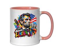 Tasse à thé ou café en céramique Motif portrait coloré d'Abraham Lincoln Rose