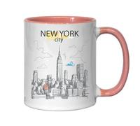 Tasse à thé ou café en céramique Motif silhouette de New York Rose