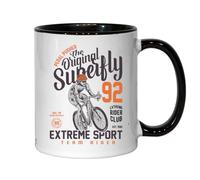 Tasse à thé ou café en céramique « Pedal Pusher The Original Superfly Extreme Sport Rider » Noir