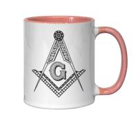 Tasse à thé ou café en céramique pour thé/café de la franc-maçonnerie carré et boussole maçonnique rituel et symbolisme - Rose