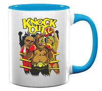 Tasse à thé ou café humoristique en céramique avec inscription « Knock Out Boxing Out » - Bleu clair