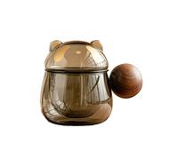 Tasse à thé panda en verre 350 ml - Golden Eye Grey Panda - un ustensile délicat personnalisé pour un usage domestique.