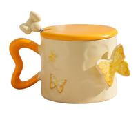 Tasse à thé papillon, tasse à café papillon, tasses à café en céramique papillon | Produits de boisson de 300 ml avec couvercle de poignée pour petite amie, mère, femme, fête des mères