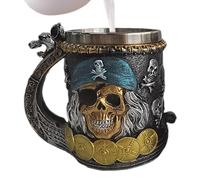Tasse à thé pirate - Tasse à café unique en résine de pirate | Tasse à thé pirate amusante avec thème pirate, tasse à café portable en acier inoxydable pour la famille, les amis, les collègues