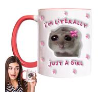Tasse à thé pour hamster, tasse triste pour hamster | 350 ml Tasse à café en porcelaine pour hamster | Dans le vrai sens du mot juste une fille, tasse de boisson animale mignonne pour vin, latte