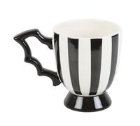 Tasse à thé rayée en forme d'aile de chauve-souris - Tasse en céramique unique fabriquée à la main avec motif inspiré d'Halloween, idéale pour le café, le thé et les fêtes d'Halloween, capacité de 355