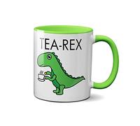 Tasse à thé Rex - Tasse en céramique pour thé, café, boissons chaudes, cadeau d'anniversaire, de Noël (poignée verte)