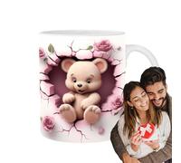Tasse à thé romantique en porcelaine 3D Love - 400 ml - Tasse décorative pour eau, thé, café, cadeau attentionné pour mère, petite amie, petit ami, Saint-Valentin