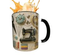 Tasse à thé | Sewing Theme Design Latte Drinkware, Sewings Machine Coffee Mug | For Cappuccino Milk Wine Juice Beer Restaurant Kitchen Cafe Home Sewing Themed Drink Cup Craft Pattern Céramique Mug