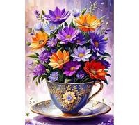 Tasse à thé Violette Puzzle 1200 Pièces pour Adultes, Puzzle Impossible, Puzzles Classique pour Adulte, Puzzles Coloré Jeu de Famille et Team Building