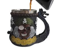 Tasse à thème de pirates drôles - Drinkware réutilisable isolée | Tasse de thé à café, tasses à café avec thème de pirate, tasses en acier inoxydable pour bière