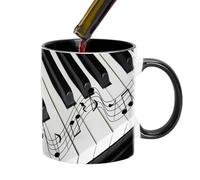 Tasse à thème musical : tasses à café créatives, tasses drôles, design d'instruments en céramique | Guitare, piano, violon, décoration de bureau, cadeau pour boire, anniversaire, bureau,