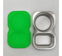 Tasse à tremper à deux compartiments en acier inoxydable avec couvercle scellé en silicone pour houmous, salsa, guacamole et mélange de noix ou de fruits (vert)