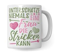 Tasse à tricoter en tricot avec inscription en anglais « Strickerin Cadeau »