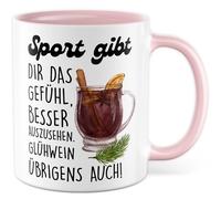 Tasse à vin chaud avec inscription en allemand - Cadeau sport vous donne l'impression de mieux paraître. Vin chaud aussi! - Tasse à café 330 ml en céramique - Noël Noël Noël saison de Noël tasse à
