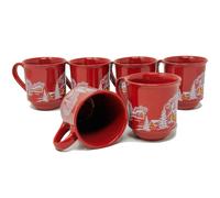 Tasse à vin chaud en céramique WeVe avec anse en bordeaux rouge 200ml pack de 6