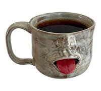 Tasse À Visage Faite À La Main - Tasse À Thé À Café En Céramique Avec Langue Sculptée De 325 Ml | Tàsse Conçue Avec Un Visage Artistique, Nouvelle Décoration De Bureau, Porte-boisson Amusant Pour Les