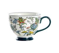 Tasse américaine créative peinte à la main en céramique 450 ml - Four à micro-ondes - Peut utiliser une grande capacité - Tasse à céréales pour petit-déjeuner - Fleur de bourgeon de printemps