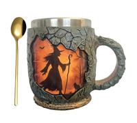 Tasse amusante 386 ml, tasses à café amusantes pour femmes - Tasse avec poignée 3D Structure écorce d'arbre Sorcières Feu Design pour anniversaire Travail Collège Enseignants Amis Adultes