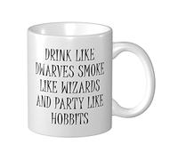 Tasse amusante avec inscription « Let Us Drink Like Dwarves Smoke Like Wizards And Party Like Hobbits » - Cadeau unique pour les papas