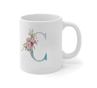 Tasse amusante avec monogramme et lettre initiale C - Tasse à café monogrammée en céramique - Cadeau pour patrons, lui, aime papa, 325 ml, blanc