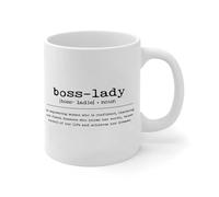 Tasse amusante en céramique avec inscription « Boss-Lady Noun » - Cadeau pour enseignant, père, bestie, senior, citoyens, 325 ml - Blanc