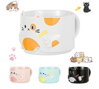 Tasse amusante en céramique pour chats, Tasses drôles pour café 300 ml, Tasse en céramique pour chats amusante Cadeau, Tasses empilables, Tasse pour chats pour le lait, le café, le jus (Blanc)