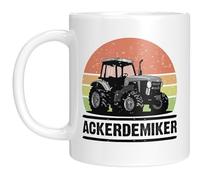 Tasse amusante en forme de tracteur au look rétro - Idée cadeau pour agriculteurs, agriculteurs et fans d'agriculture - Blanc