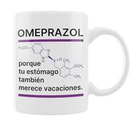 Tasse amusante Omeprazole Tasse à café amusante avec phrase amusante Cadeau original pour les Comilons, amis, médecins, hypochondriaques, famille, bureau Parce que votre estomac mérite aussi des