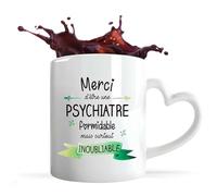 Tasse anse Coeur Psychiatre Inoubliable Femme | Mug avec anse en forme de Coeur | Idée Cadeau Collègue Travail Retraite
