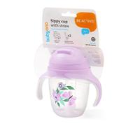 Tasse anti-goutte avec paille lestée rose Babyono