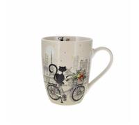 Tasse arrondie + boite Kiub Art Paris Chat Vélo - blanc - 340 ml