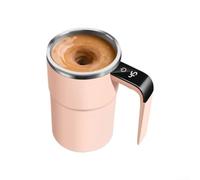 Tasse auto-mélangeuse à détection de température avec corps en acier inoxydable 316 de qualité alimentaire et design rechargeable USB-C (acier inoxydable 304 rose)