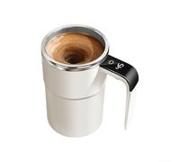 Tasse auto-mélangeuse à détection de température avec corps en acier inoxydable 316 de qualité alimentaire et design rechargeable USB-C (acier inoxydable 304 blanc)