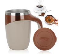 Tasse Auto-mélangeuse Lazy Tasse à café en acier inoxydable Mug à café électrique Magic Mug Cafe 380ML (Marron)