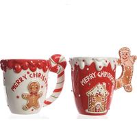 Tasse avec bonhomme pain d'épice céramique 12cm rouge / blanc, 1 pièce assortie