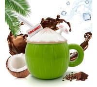 Tasse avec couvercle et paille - Tasses amusantes à café à la noix de coco - Tasse à thé amusante en céramique - Tasse d'apprentissage - Tasse à café en porcelaine - Cadeau pour femme - Petite amie