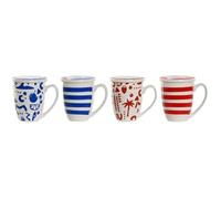 Home ESPRIT Lot de 4 Tasses avec Filtre pour infusions Bleu Rouge Acier Inoxydable Porcelaine 380 ML