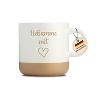 Tasse avec gravure - Sage-femme avec cœur - Femmes - Cadeau de remerciement - Cadeau d'adieu - Idée cadeau pour sages-femmes - Beige