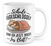 Tasse avec inscription en allemand « Abitur », cadeau d'école, puis-je maintenant retourner au lit ? Tasse à café 330 ml en céramique - Diplôme étudiant, paresseux, famille, petite amie