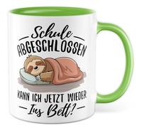 Tasse avec inscription en allemand « Abitur », cadeau d'école, puis-je maintenant retourner au lit ? Tasse à café 330 ml en céramique - Diplôme étudiant, paresseux, famille, petite amie
